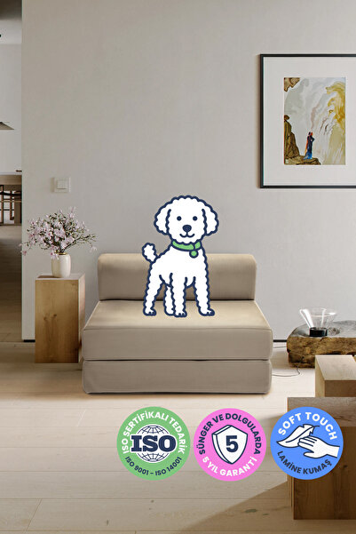 Mobidu Shift Tekli Aktivite Koltuk – Yatak Olabilen Modüler Berjer – Fitilli Kadife - Bej