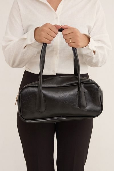 Fulla Moda Zippered Patent Leather Handbag