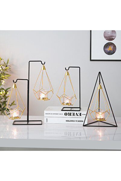 Generic Three-piece Hanging Candlestick, European Style Simple Candlelight Dinner Metal Ornaments