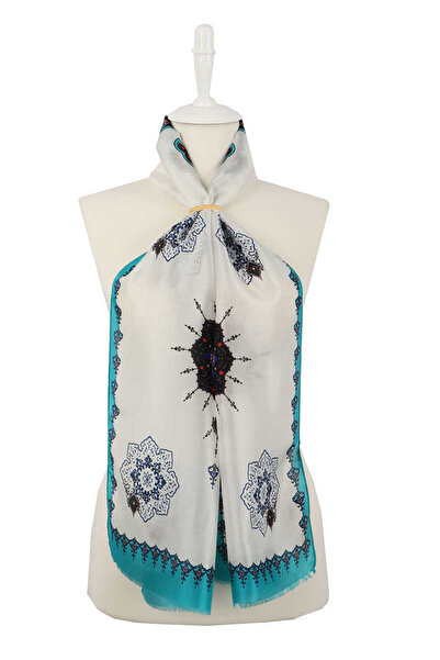 Bursa İpek Μεταξωτό μαντήλι Yeşil Saks Belly Voile