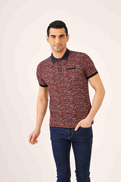 Dufy Bordo Erkek Regular Fit Desenli Polo Yaka T-shirt - 70026