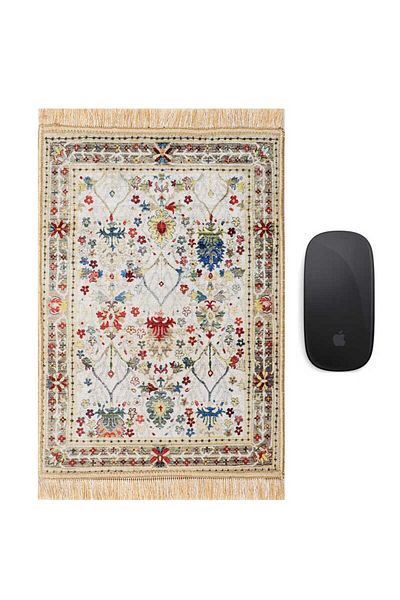 Bursa İpek Cream Decorative Small Carpet Mousepad