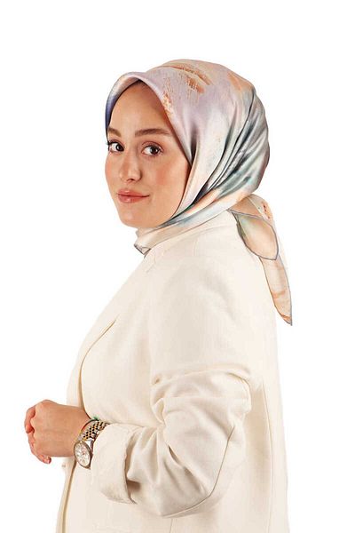 Bursa İpek Copper Pastel Pattern Sura Silk Scarf