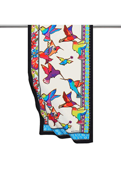 Bursa İpek Шовковий шарф із зеленим і фіолетовим візерунком