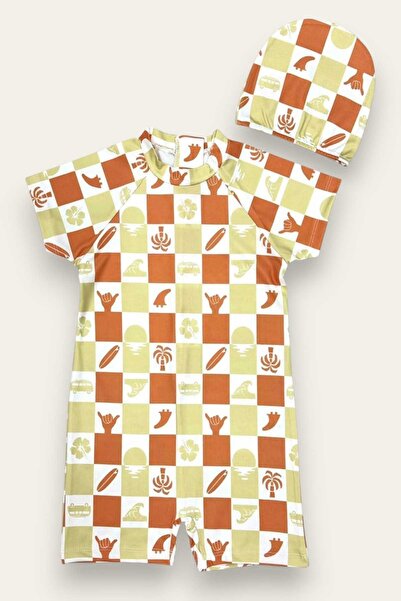 My Kids Wear Boneli ,Pervaz Fermuarlı ,Güneş Korumalı Erkek Çocuk Tulum Mayo