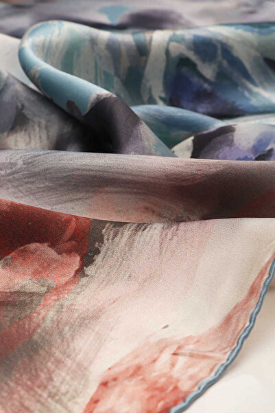 Bursa İpek Μπλε παστέλ μοτίβο Sura μεταξωτό φουλάρι