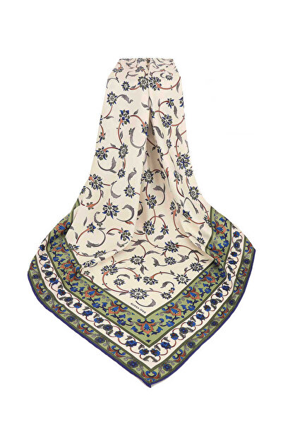 Bursa İpek Μεταξένιο μαντίλι με μοτίβο χακί αγριολούλουδο
