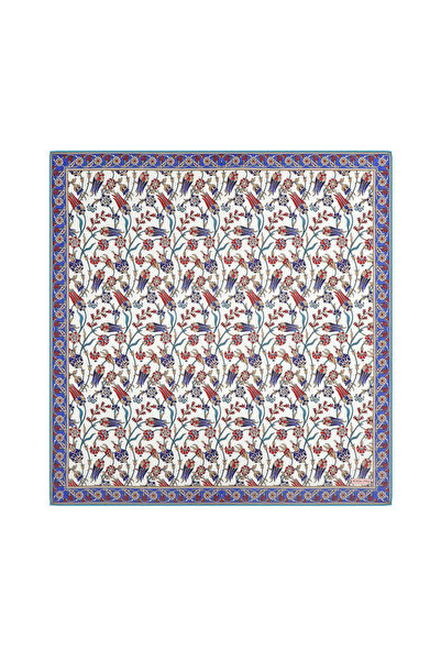 Bursa İpek Μαλακό κασκόλ με σχέδιο Ανατολίας σε χρώμα ινδικό μπλε