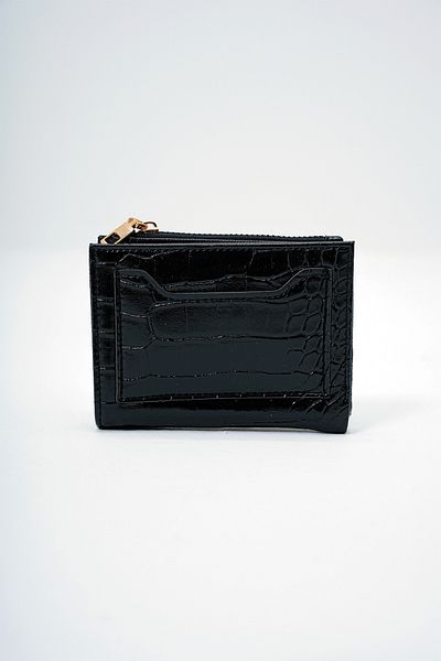 VAGGON Women's Black Synthetic Leather Croco Pattern Wallet with Paper and Coin Compartment Card Holder Prmx14082
