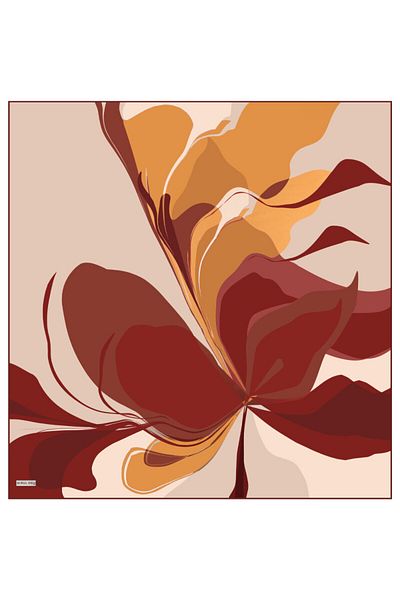 Bursa İpek Mink Orchid Pattern Twill Silk Scarf