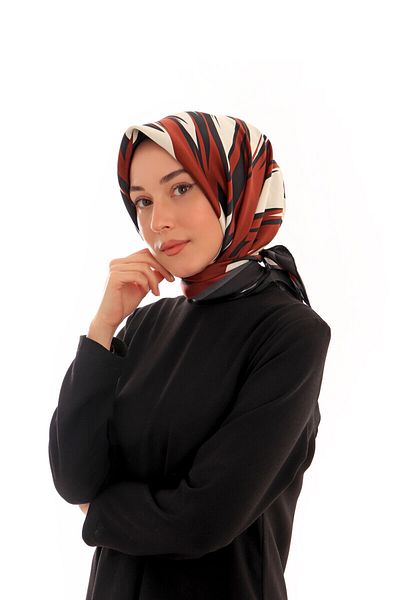 Bursa İpek Burgundy Nilsu Pattern Twill Silk Scarf