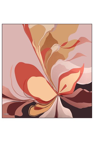 Bursa İpek Sorbet Orchid Pattern Twill Silk Scarf