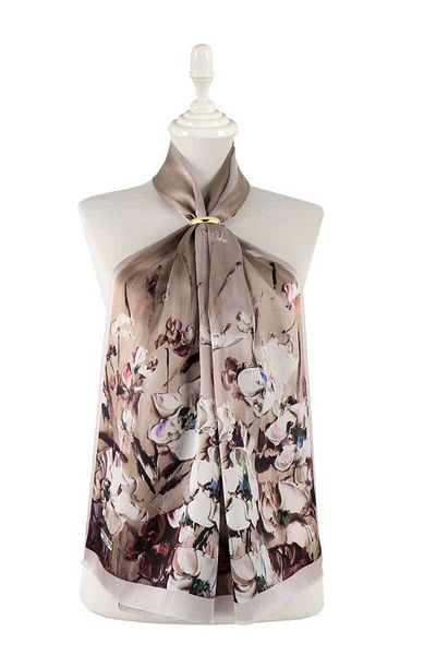 Bursa İpek Anemone Patterned Silk Scarf