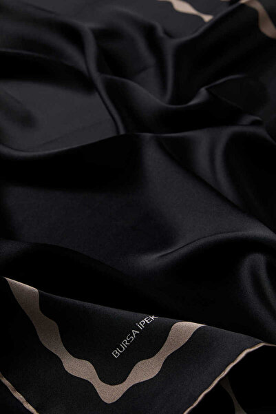 Bursa İpek Μαύρο μεταξωτό κασκόλ με στραγγισμένο άκρο