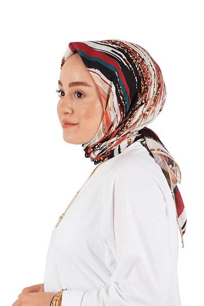Bursa İpek Beige Brush Pattern Soft Scarf