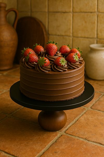 justwood 30 cm Mdf Black Plate Pomegranate Model Wooden Leg Cake Presentation Plate