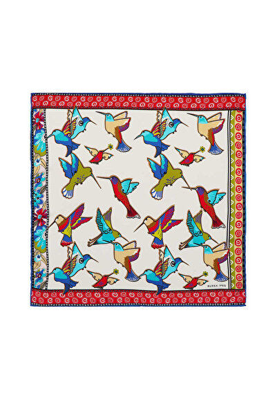 Bursa İpek Sarı Yeşil Desenli İpeksi Mendil