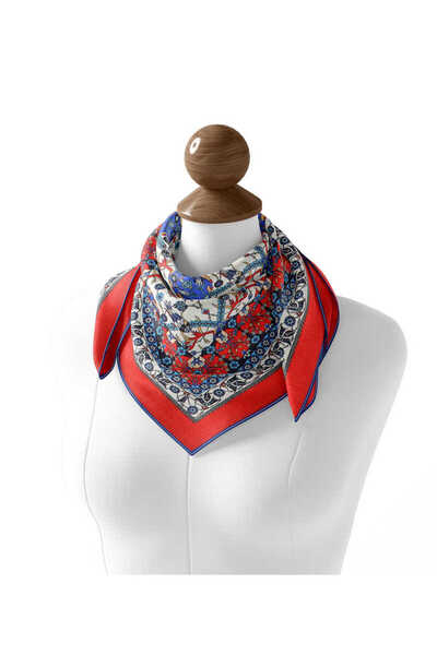 Bursa İpek Tulip Patterned Red Soft Scarf