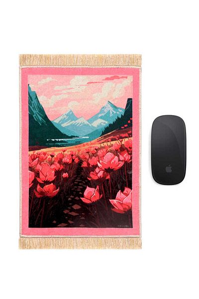 Bursa İpek Pomegranate Poppy Decorative Small Carpet Mousepad