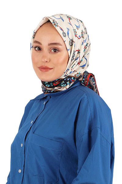 Bursa İpek Red Wildflower Pattern Silky Scarf