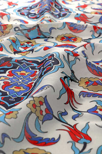 Bursa İpek Soft Red Tile Patterned Scarf