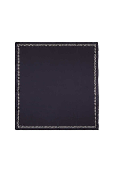 Bursa İpek Μεταξωτό μαντήλι με σκούρο μπλε μπλέ Edge Watered Butterfly