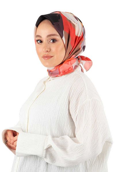 Bursa İpek Beige Puzzle Pattern Soft Scarf