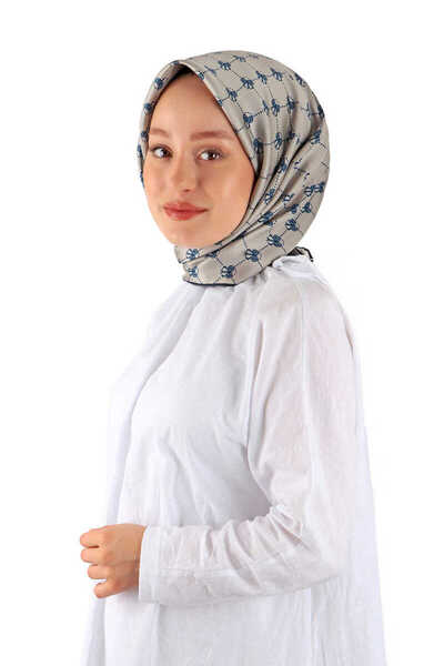 Bursa İpek Шовковий шарф з візерунком сірих метеликів