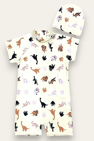 My Kids Wear Boy's Jumpsuit Swimsuit with Boned, Washed Zipper, Sun Protection