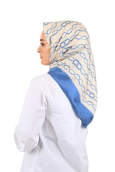 Bursa İpek Indigo Chain Pattern Twill Silk Scarf
