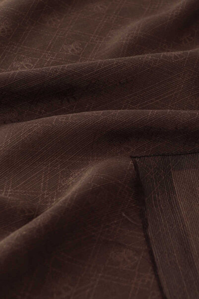 Bursa İpek Μονόγραμμα με μοτίβο Bitter Brown Silk Βαμβακερό Σάλι