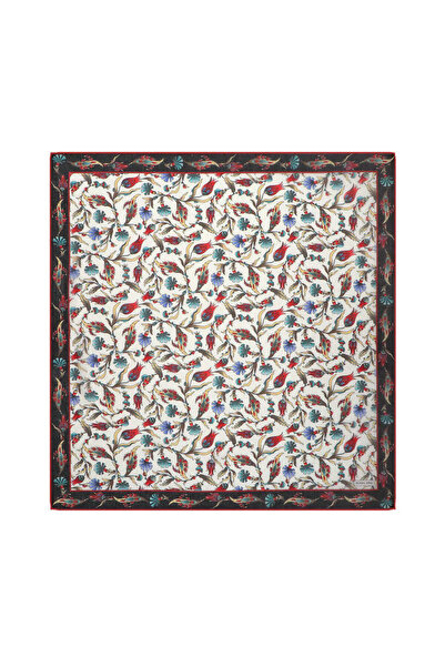 Bursa İpek Tulip Patterned Black Soft Scarf