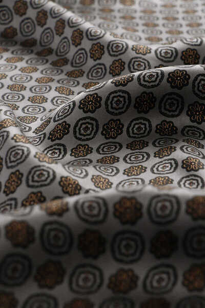 Bursa İpek Gray Flower Pattern Men's Silk Scarf