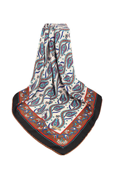 Bursa İpek Μεταξένιο μαντίλι με μοτίβο τουλίπας καφέ Ivy