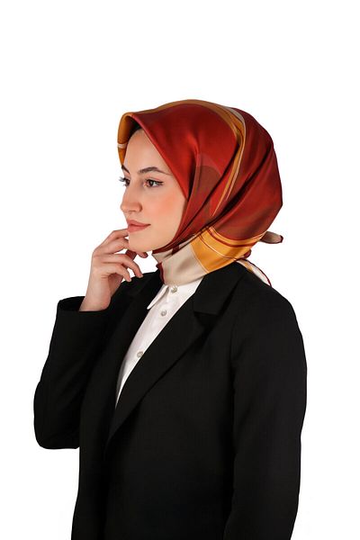 Bursa İpek Mink Orchid Pattern Twill Silk Scarf
