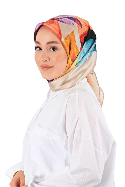 Bursa İpek Μπεζ μοτίβο Harmony Sura μεταξωτό μαντίλι