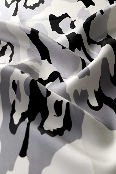 Bursa İpek Μεταξωτό μαντήλι Twill - Λευκό μοτίβο σαρό