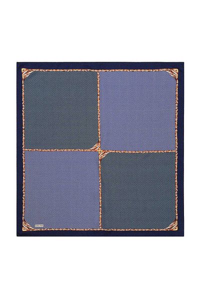Bursa İpek Navy Blue Straw Pattern Twill Silk Scarf