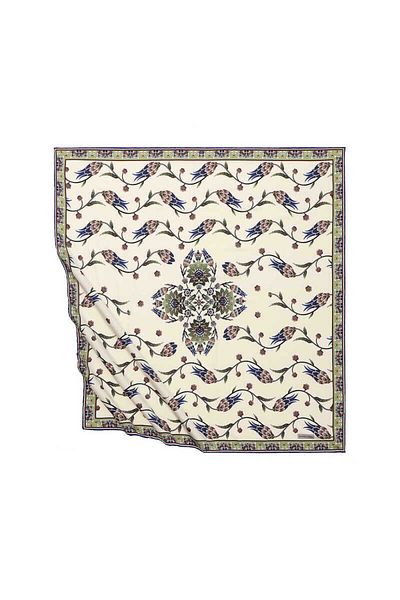 Bursa İpek Khaki Sequence Tulip Pattern Silky Scarf