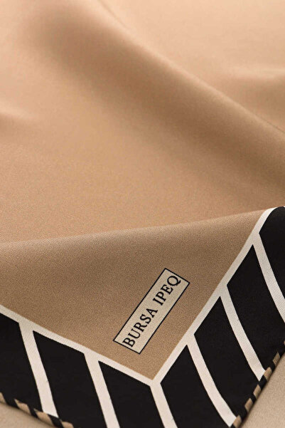 Bursa İpek Twill Silk Scarf - Mink StripEd PattErn
