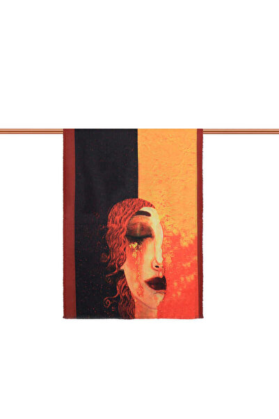 Bursa İpek Orange Crying Women's Winter Shawl
