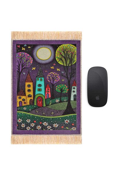 Bursa İpek Purple Fairy Tale Decorative Small Carpet Mousepad