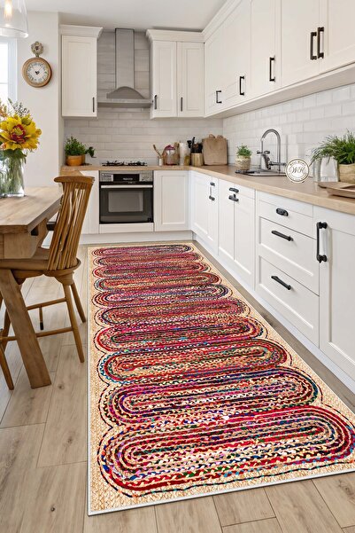 West Home Makinede yıkanabilir kaymaz taban leke tutmaz dijital mutfak halısı...