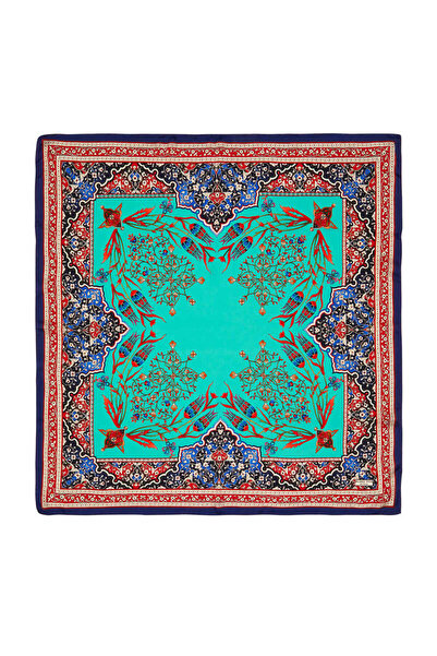 Bursa İpek Eșarfă de mătase cu model de lalele Saks roșu