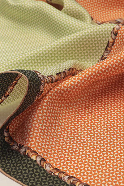 Bursa İpek Khaki Straw Pattern Twill Silk Scarf