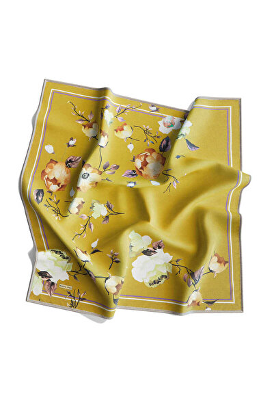 Bursa İpek Μεταξωτό μαντίλι λαδιού πράσινο Floral Twill