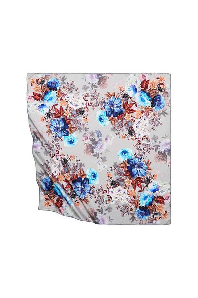 Bursa İpek Gray Fulya Pattern Silky Scarf