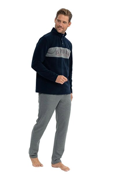 U.S. Polo Assn. U.s Polo Assn. 18826 Erkek Polar Uzun Kollu Dik Yaka Rahat Ev Giyim-Lacivert