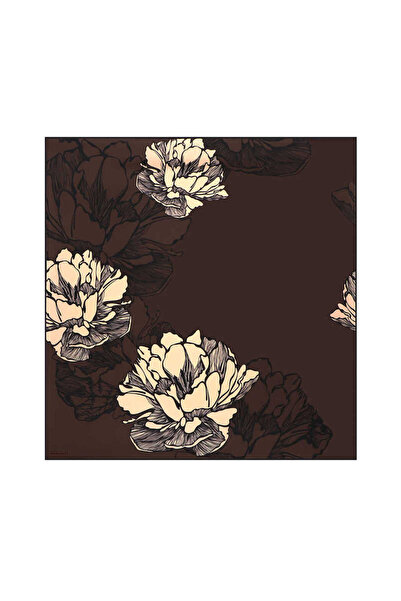 Bursa İpek Μπεγόνια μοτίβο καφέ μεταξωτό φουλάρι