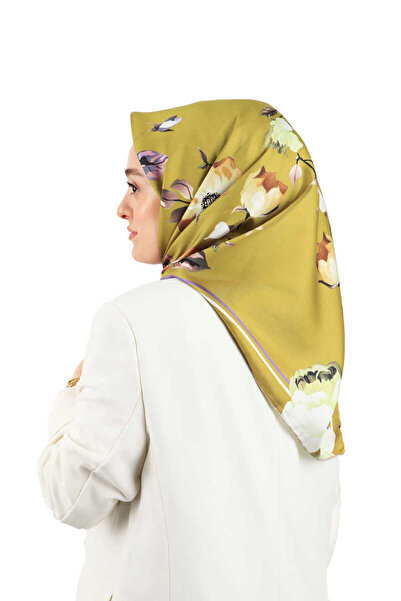 Bursa İpek Μεταξωτό μαντίλι λαδιού πράσινο Floral Twill